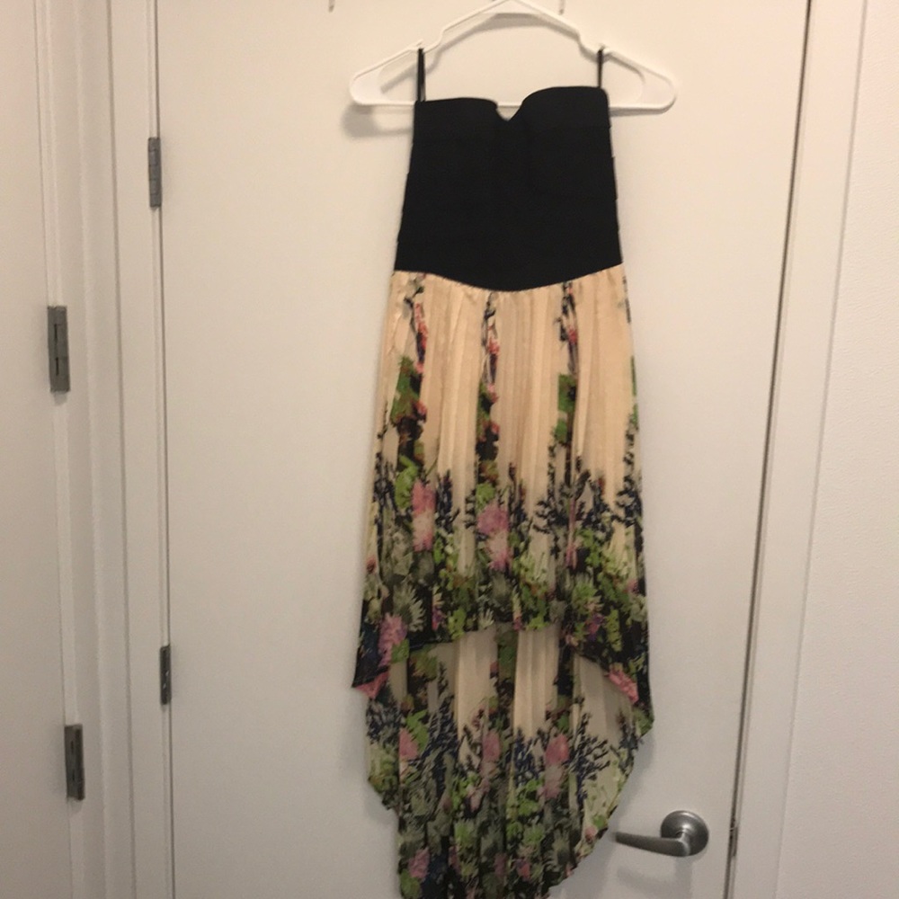 Floral Print High Low Dress with Bandage Top